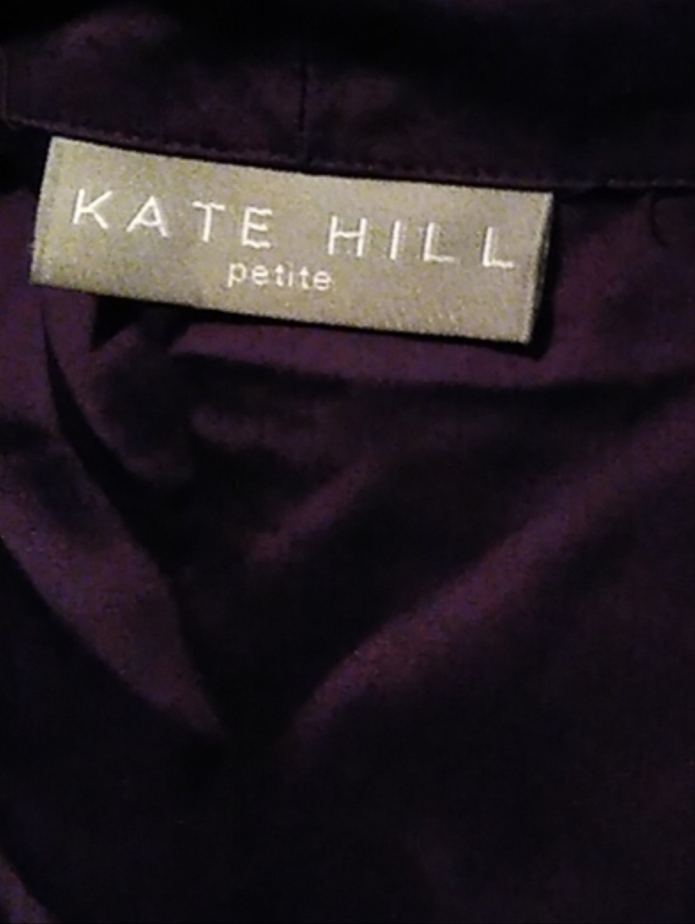 Silk Purple Wrap Blouse Waist Tie Eggplant Blackberry Kate Hill Sleeveless Top M - Picture 3 of 5